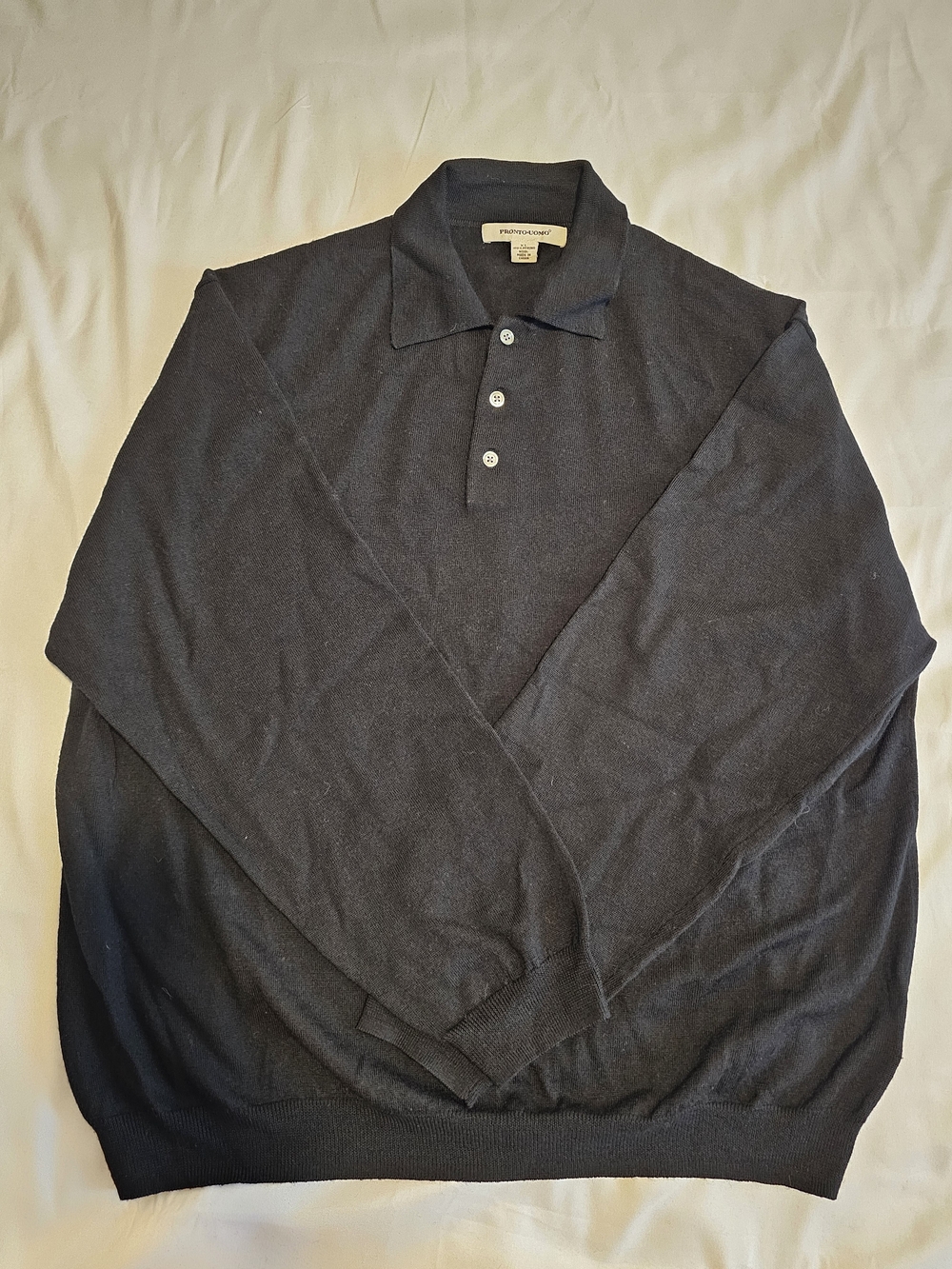 Pronto Uomo Men's Long-Sleeve Polo Sweater in Gray